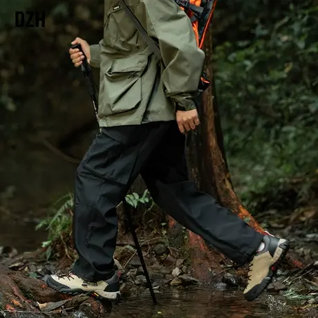 男士美式冲锋裤男秋季男裤阔腿裤2023新款黑色裤子工装伞兵裤男款商品大图