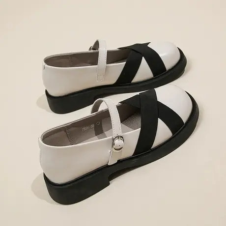 软底浅口晚晚单鞋女2023年新款学院风法式复古配裙子圆头jk小皮鞋商品大图