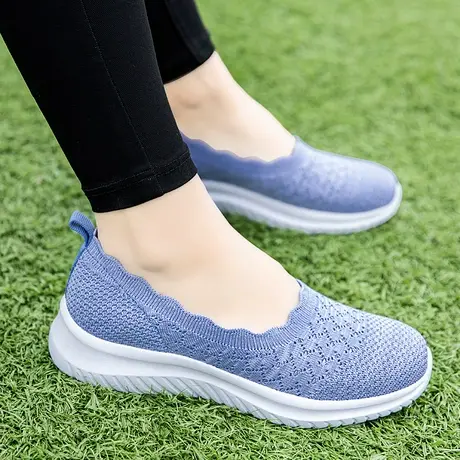 一脚蹬浅口网鞋夏季女鞋奶奶平底鞋中老年健步妈妈鞋老北京布鞋女商品大图