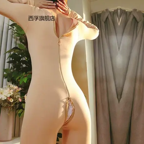 加厚加绒连体衣女秋冬保暖裤紧身带拉链开裆连体丝袜天鹅绒连身袜商品大图