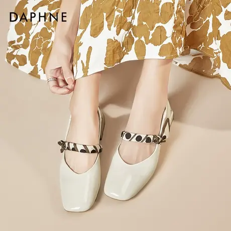 Daphne/达芙妮2021年新款浅口鞋子百搭晚晚风温柔鞋粗跟单鞋夏季图片