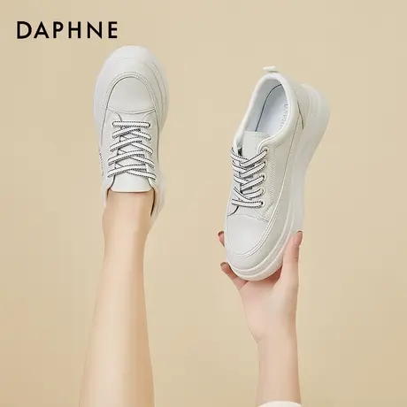 达芙妮厚底小白鞋女2022夏季新款百搭学生学院风休闲真皮春秋板鞋商品大图