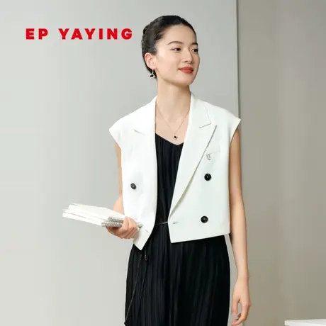 EP YAYING雅莹女装 时尚短款三醋酸马甲外套 2023新款1002A图片