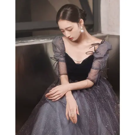 艺考年会轻奢晚礼服女气质高档2023新款高级感仙气梦幻森系主持人图片