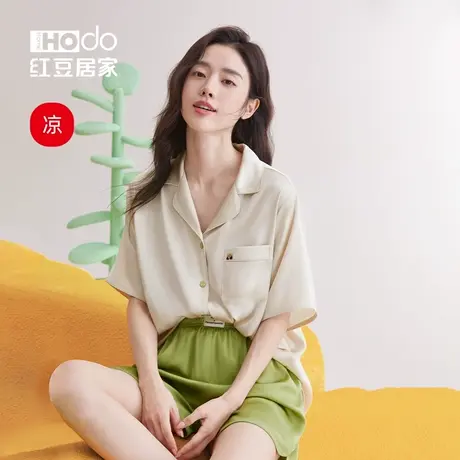 红豆冰丝睡衣女短袖夏季套装凉感抗静电宽松可外穿高级感家居服商品大图