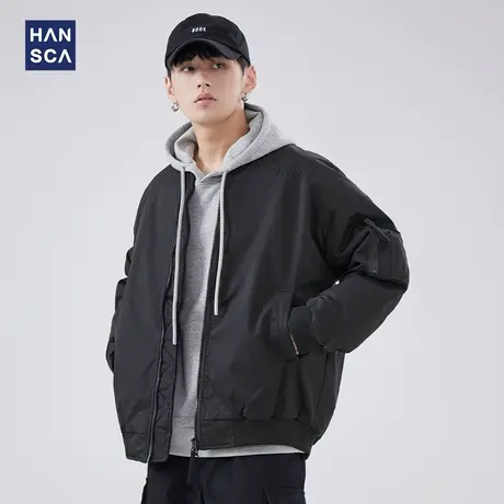 hansca棒球服棉服男冬季新款潮牌加厚美式青少年工装夹克棉衣外套商品大图