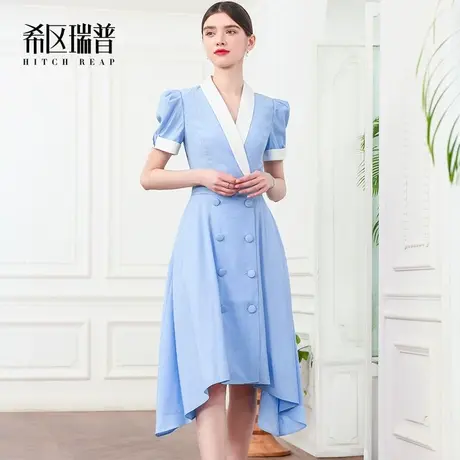 希区瑞普高级感连衣裙女小众设计夏季2023年新款气质泡泡袖大摆裙图片