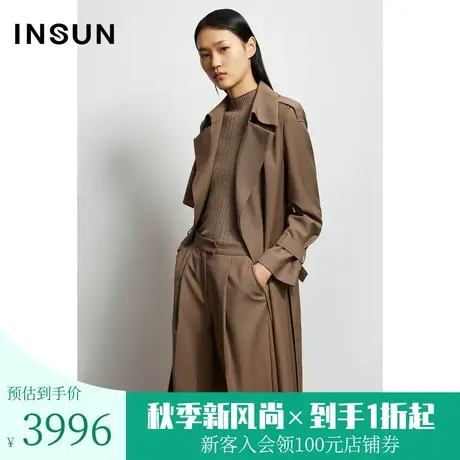 恩裳商场同款春季羊毛时尚气质款简约大气垂感通勤风衣外套女图片