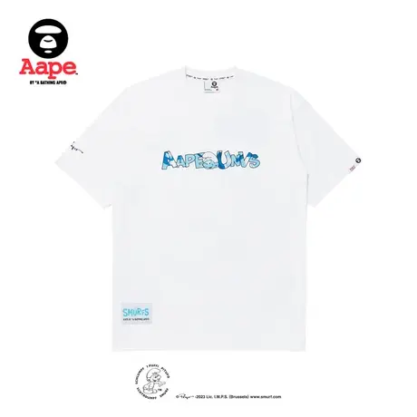 Aape联名Smurfs蓝精灵卡通人物猿颜印花短袖T恤9656XXK商品大图