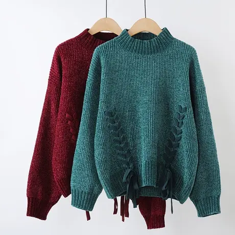 半高领毛衣女套头冬季新款宽松短款韩版复古小众设计感立领保暖潮图片