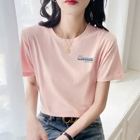 夏装短袖t恤女宽松简约2022新款夏季休闲设计感打底衫t桖半袖上衣商品大图