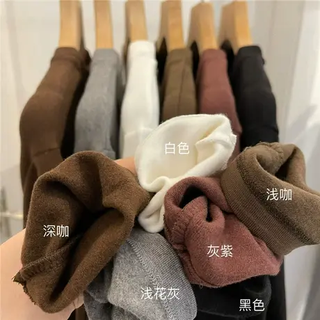 内里磨毛加厚大弹力基础百搭纯色圆领套头长袖t恤女2022冬打底衫图片