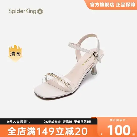 蜘蛛王2023秋秋季新款凉鞋女仙女风秋季时尚细跟高跟一字带女鞋潮商品大图