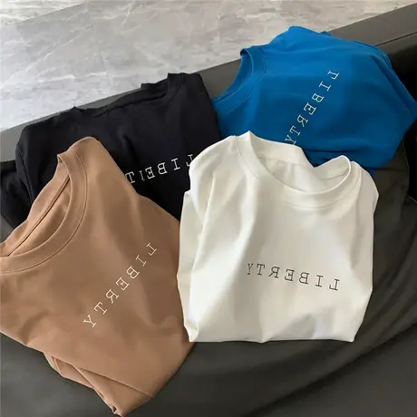 夏季短袖t恤女2021新款韩版宽松简约休闲百搭半袖纯欲风白色上衣图片