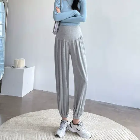 孕妇裤子春秋款休闲时尚外穿灯笼大码宽松秋季九分秋装孕妇运动裤商品大图