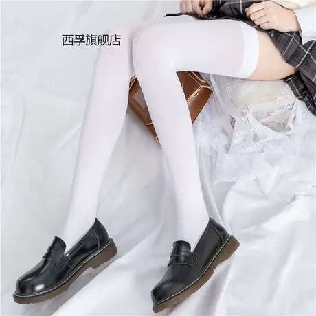 加长袜子过膝女白色防滑大腿黑丝袜薄款中筒小腿袜黑色ins长筒JK商品大图