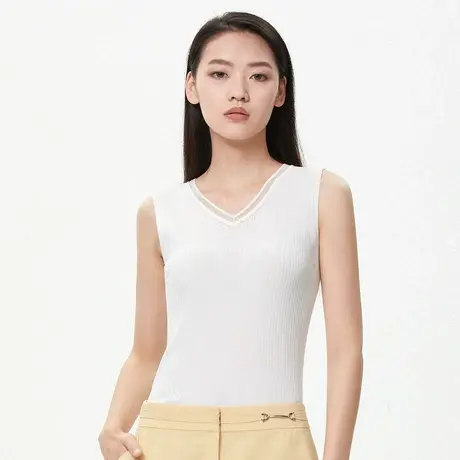 朗姿吊带夏季薄款螺纹基础打底女式针织背心图片