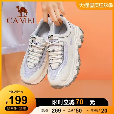 骆驼女鞋2023春季新款老爹鞋女厚底网红ins港风复古设计软底增高商品大图