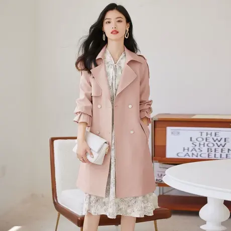 时尚淑女气质中长款风衣女士外套2022秋季新款减龄通勤休闲上衣商品大图