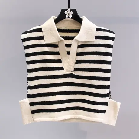 polo领条纹针织马甲女夏季2023年新款时尚设计感外搭洋气坎肩背心图片