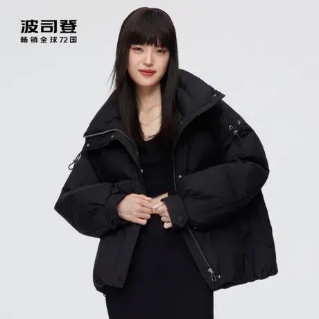 波司登黑金系列女时尚廓形小短款立领设计甜酷风羽绒服奥莱图片