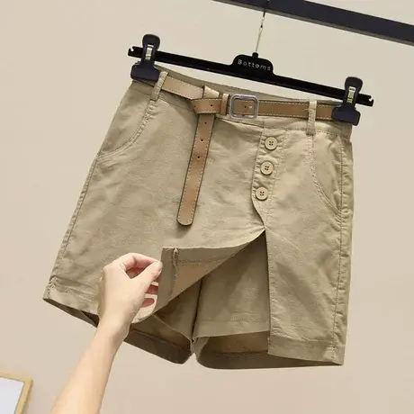 小个子2023夏装新款韩版高腰不规则百搭A字裙牛仔显瘦短裤裙女潮商品大图