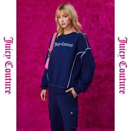 Juicy Couture橘滋秋冬新款绣花撞色出芽女式卫衣商品大图