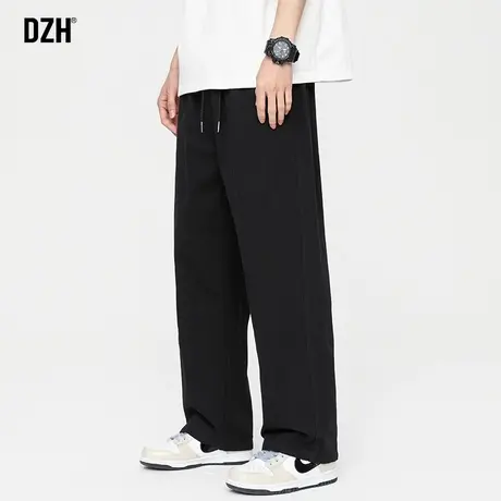 男士黑色直筒裤男秋季休闲裤直筒垂感纯棉裤子男款潮2023新款长裤商品大图