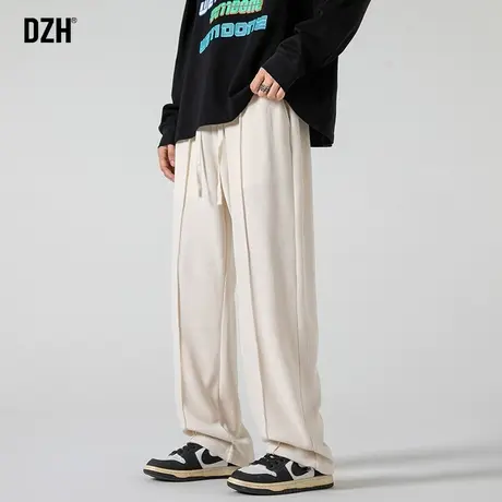 男士秋季松紧腰休闲裤男直筒宽松2023新款卫裤直筒垂感阔腿裤长裤图片