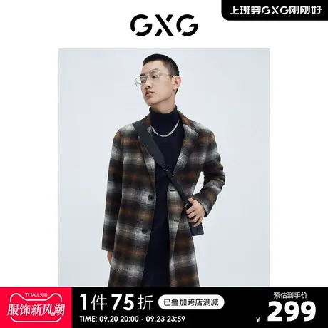 GXG奥莱 【生活系列】冬季新品商场同款千鸟格系列长款大衣图片