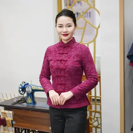 筠雅冬季新款唐装加厚旗袍棉袄中国风新年战袍夹棉保暖棉衣25J361商品大图