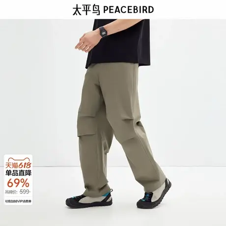 太平鸟男装休闲裤夏新款腰头设计男孩直筒裤潮牌男士户外伞兵裤商品大图