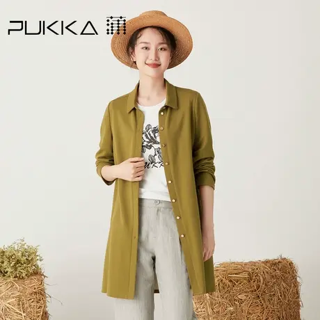 蒲PUKKA 长袖衬衫外套薄款单排扣中长款衬衫秋季上衣女新款小众商品大图