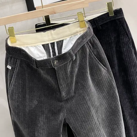 灯芯绒男士休闲裤中年秋季春秋款宽松直筒秋冬加厚条绒休闲运动裤商品大图