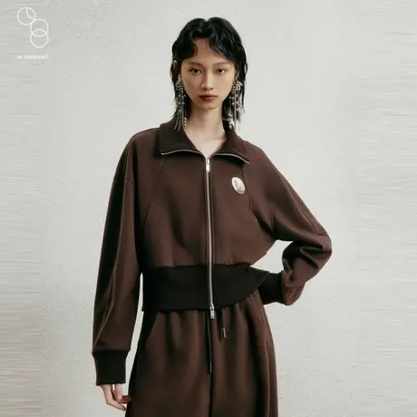 子苞米休闲简约冬款羊毛翻领女式短外套图片