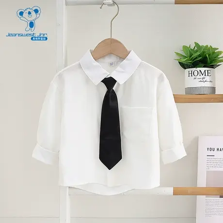 GD真维斯男童春季新款简约纯色百搭学院风中大童小朋友衬衫商品大图