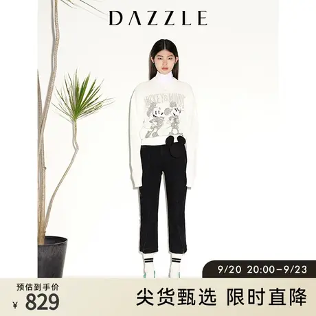 DAZZLE迪士尼米奇系列 地素奥莱春季珠片针织衫上衣女图片