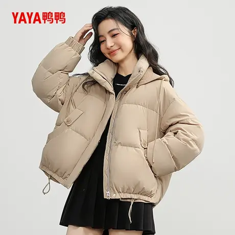 鸭鸭羽绒服女士2025年冬季新品短款韩版时尚可拆卫衣帽鸭绒外套J商品大图