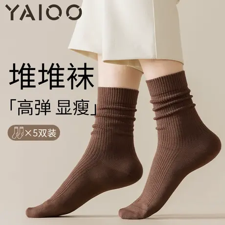 雅鹿袜子女秋冬款棉双针工艺中筒袜防臭吸汗透气长筒袜子堆堆袜商品大图