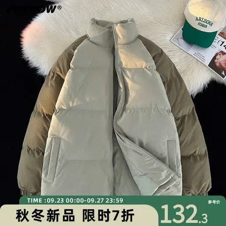 VIISHOW撞色插肩袖棉衣外套男冬季加厚棉袄美式立领潮牌宽松棉服商品大图