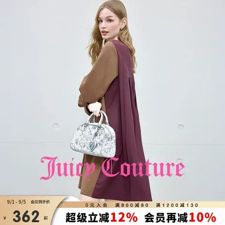 Juicy Couture橘滋连衣裙女2025年秋季新款独特拼接压褶中长裙子图片