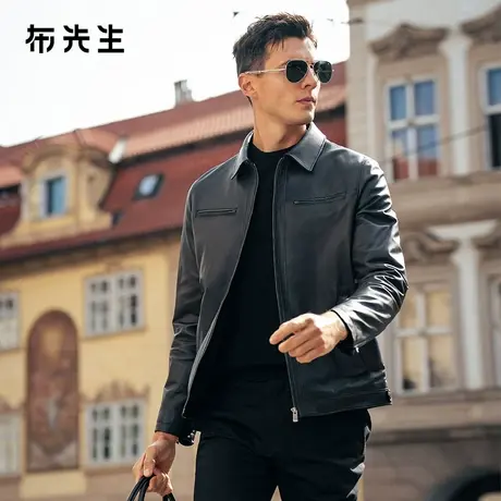 MrBu布先生机车风翻领拉链皮衣2025秋冬新款纯羊皮外套男BT16986图片