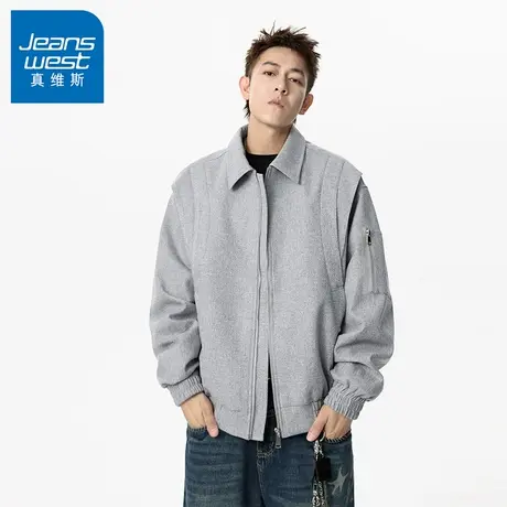 N5真维斯外套男2025新款秋季美式潮牌时尚休闲拼接男士春秋装夹克商品大图