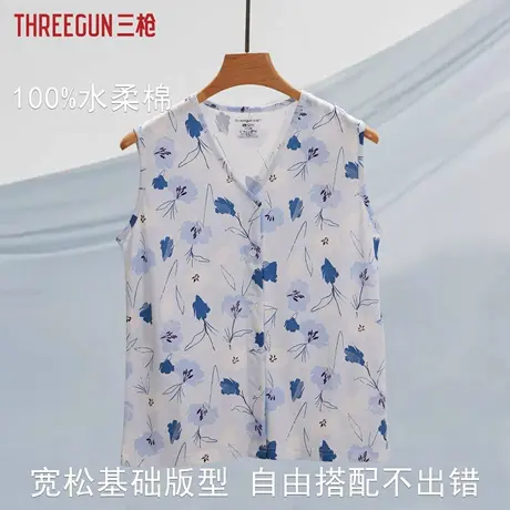三枪背心女2026春夏新品纯棉短袖中老年无袖开衫妈妈汗衫打底坎肩商品大图