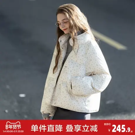 唐狮2026冬季女短款棉衣女高级感时尚棉服碎花面包服少女感温柔系图片
