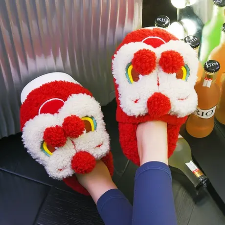 棉拖鞋女冬季外穿可爱包跟保暖防滑室内家居毛绒厚底月子鞋秋冬款商品大图