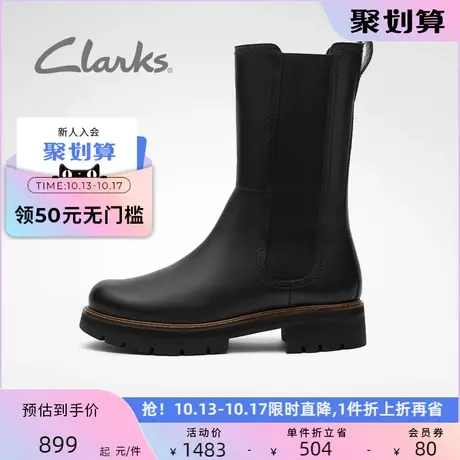Clarks其乐女鞋秋冬复古潮流烟筒靴厚底增高瘦瘦靴切尔西靴女商品大图
