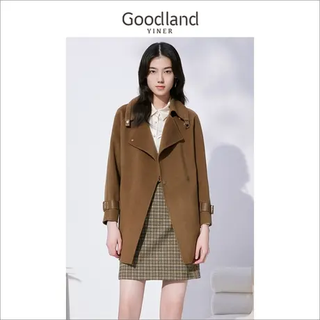 代退-音儿美地女装2022冬季新款小个子羊毛双面呢子大衣外套商品大图