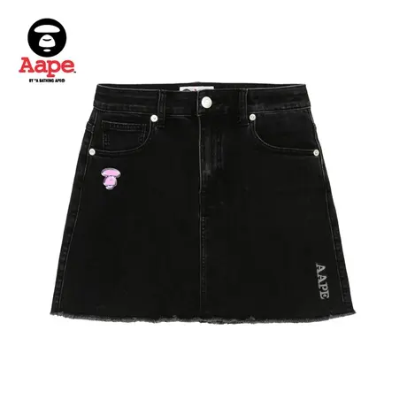 Aape旗舰店女装春夏猿颜章纯色字母刺绣短裙6870XXI商品大图