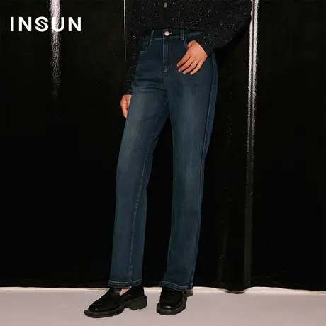 【官方直播】恩裳COVER舒适醋酸牛仔轻复古蓝洗水开叉飒爽阔腿裤商品大图